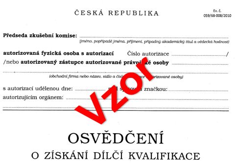 Osvědčení o profesní kvalifikaci - vzor