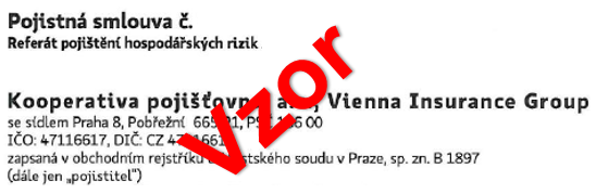 Pojistná smlouva - vzor